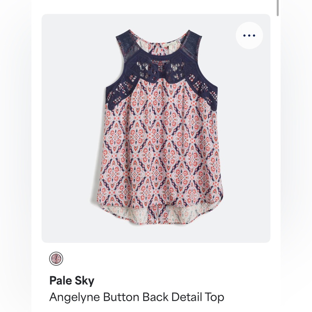 Stitch Fix Pale Sky Navy and Pink Sleeveless Patterned Top